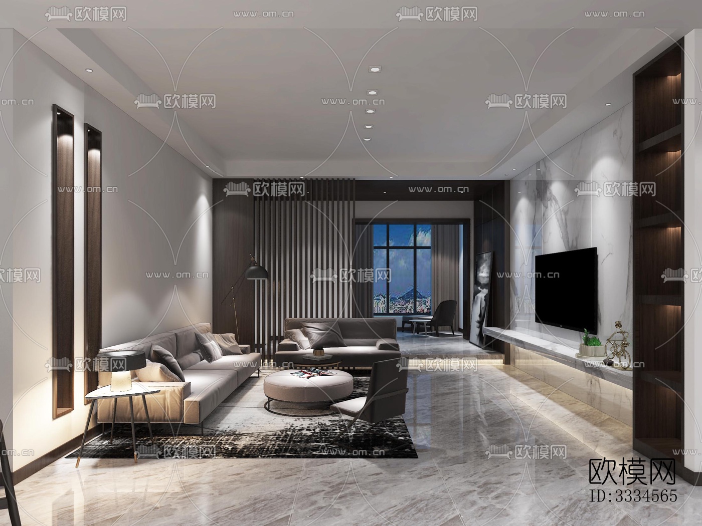 现代客厅效果图下载（渲染图4）