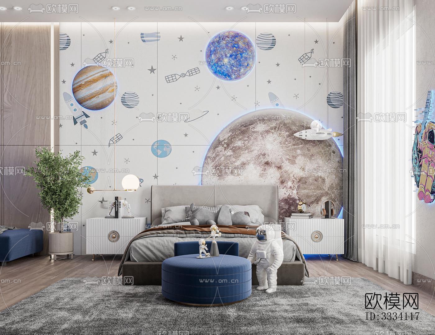 现代卧室效果图下载（渲染图2）