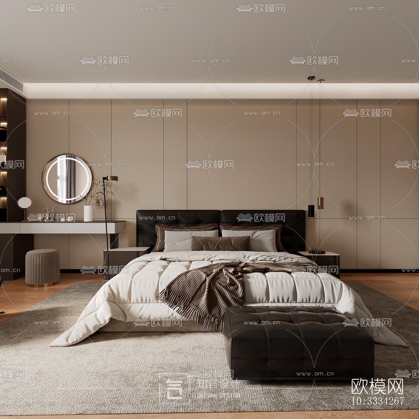 现代卧室效果图下载（渲染图3）