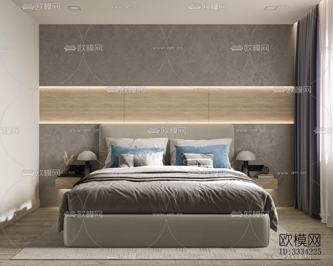 现代卧室效果图下载（渲染图1）