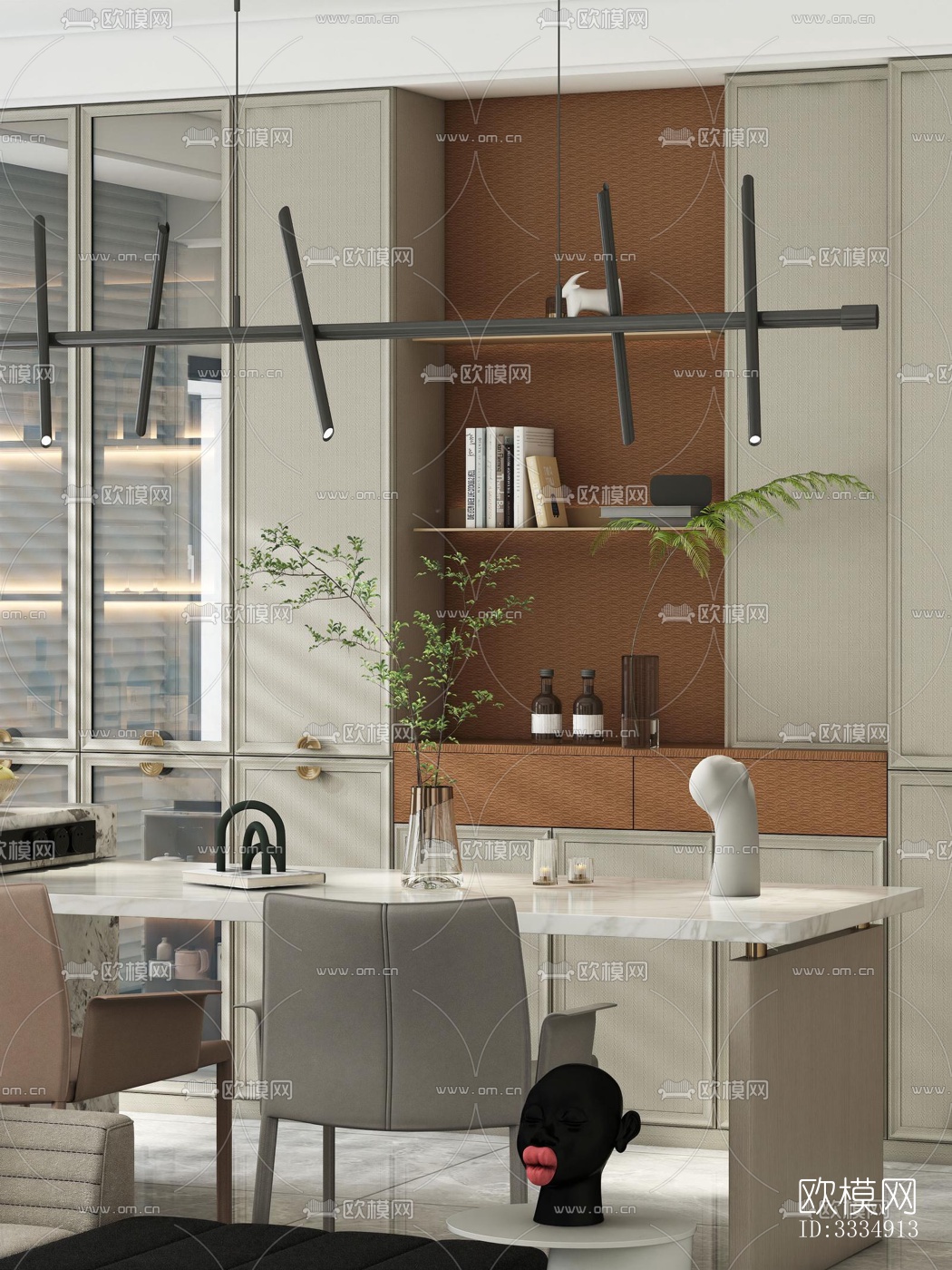 现代餐厅效果图下载（渲染图4）