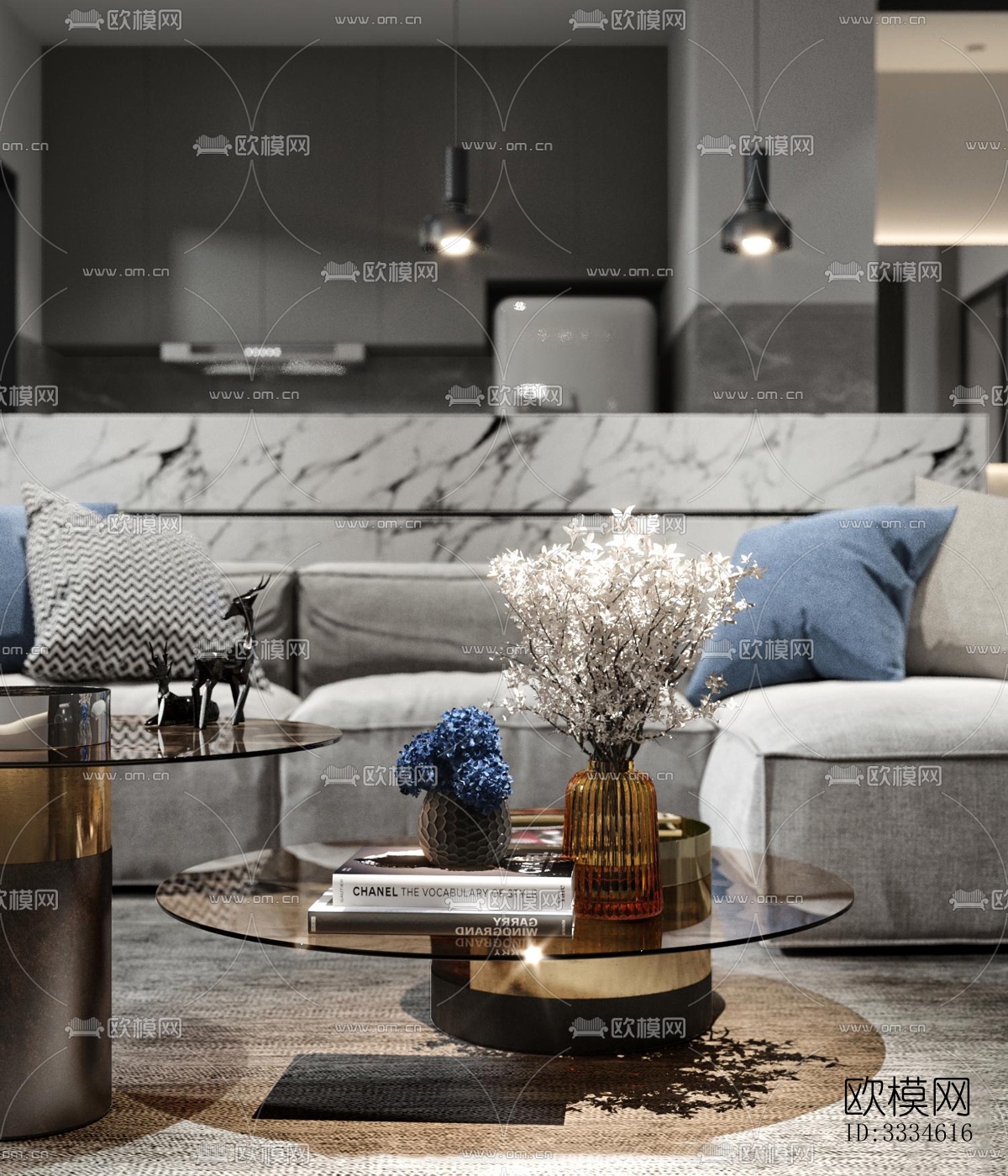 现代客厅效果图下载（渲染图3）