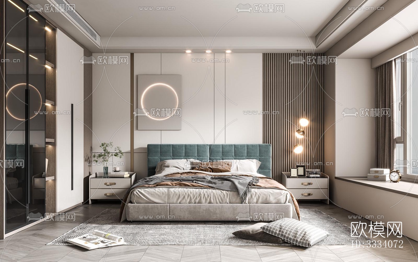 现代卧室效果图下载（渲染图2）