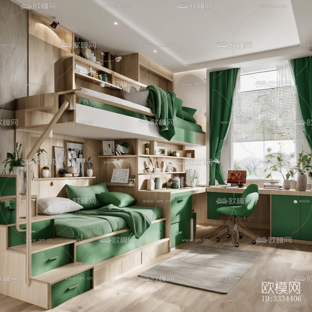 现代卧室效果图下载（渲染图3）