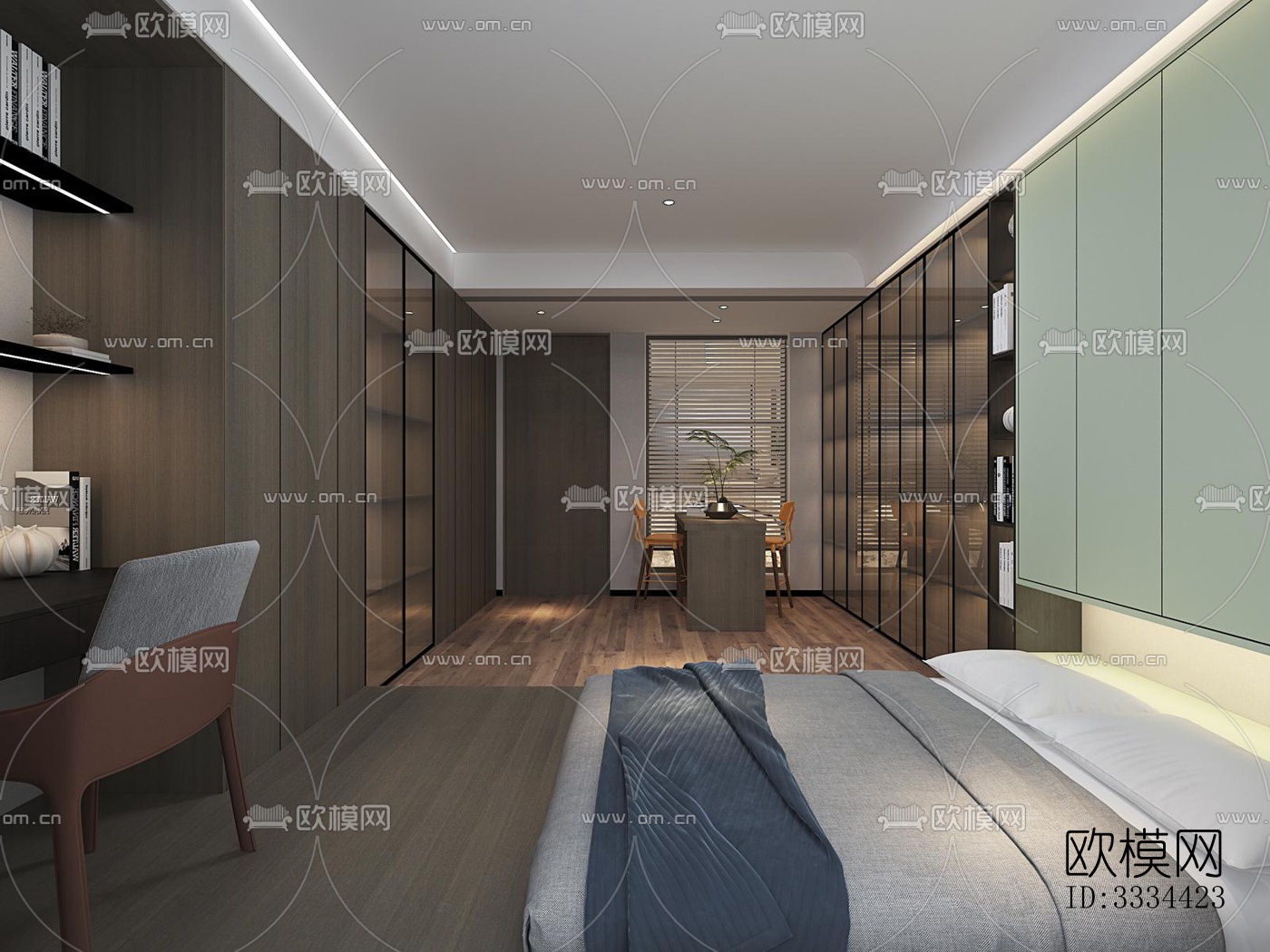 现代卧室效果图下载（渲染图4）