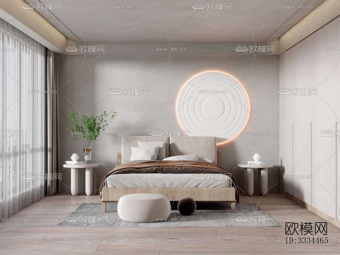 现代卧室效果图下载（渲染图1）