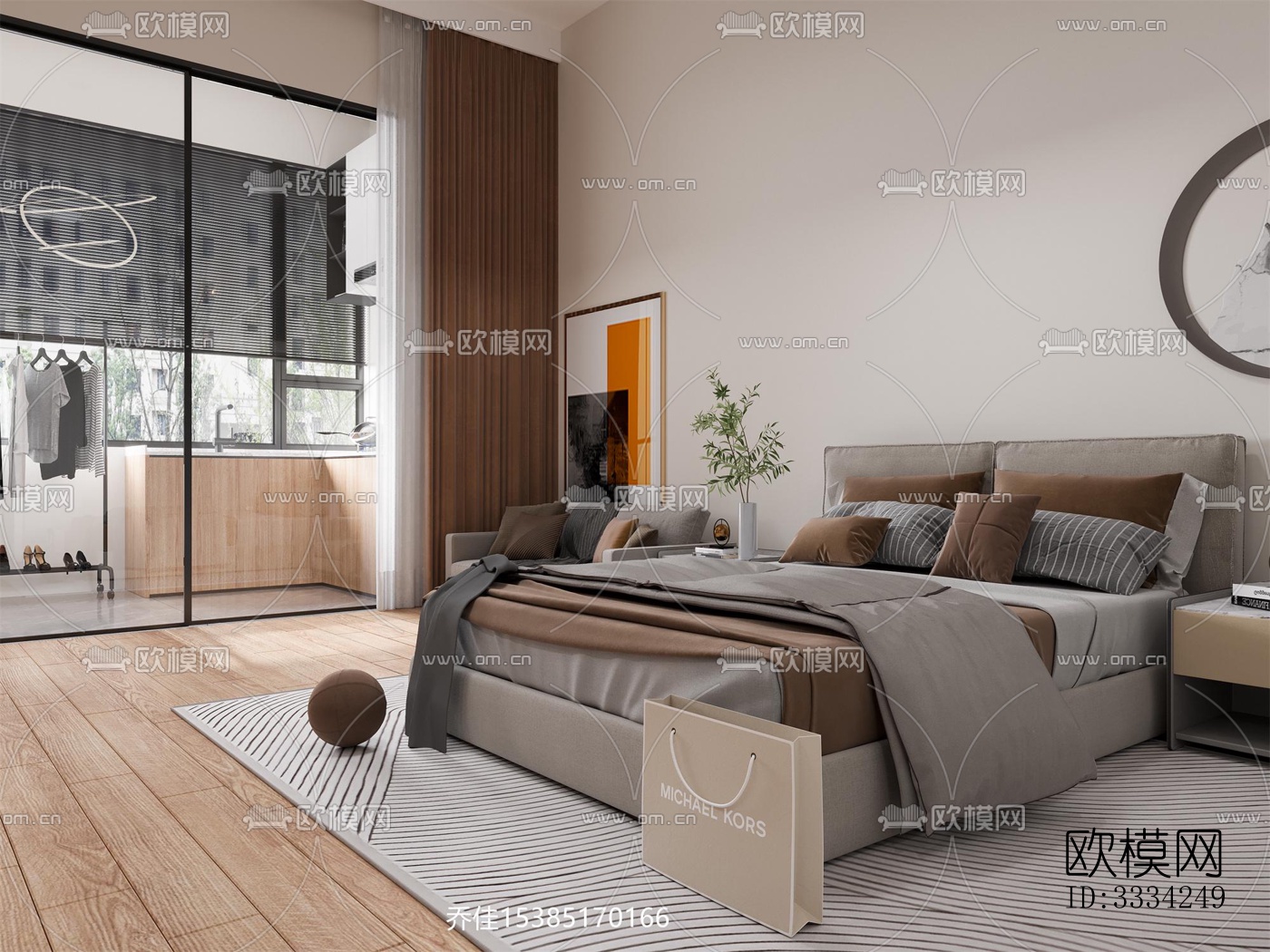 现代卧室效果图下载（渲染图3）