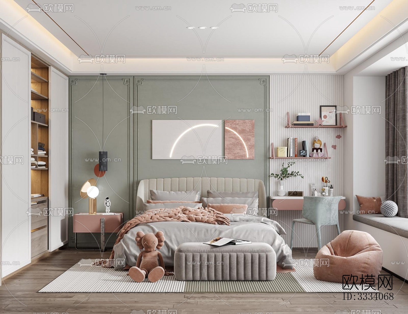 现代卧室效果图下载（渲染图2）