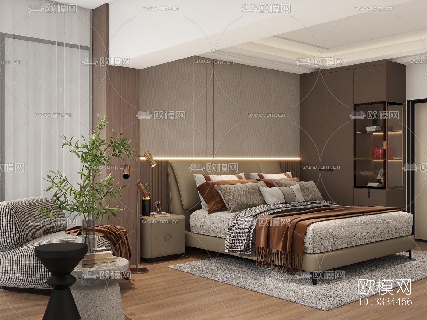 现代卧室效果图下载（渲染图2）