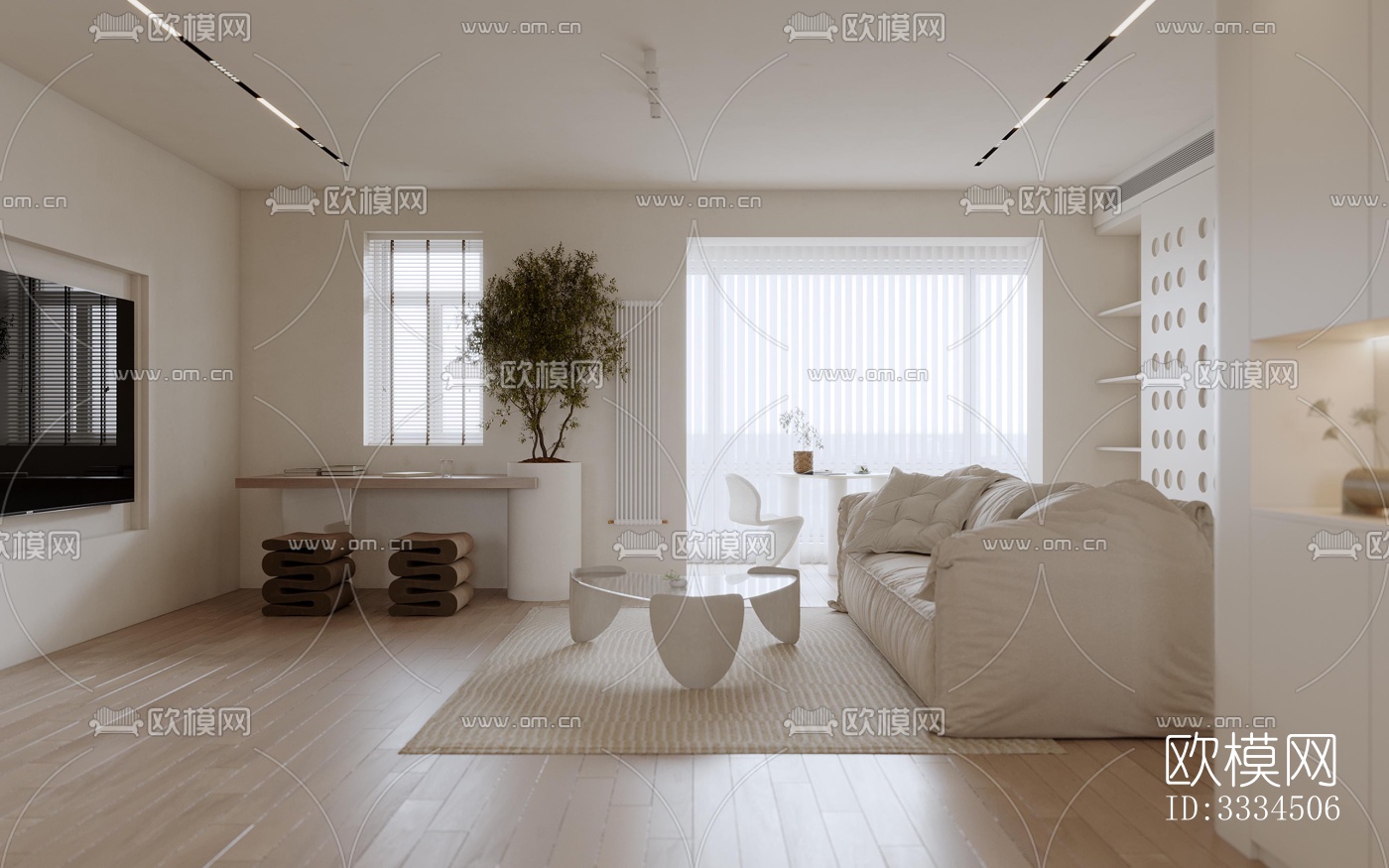 现代客厅效果图下载（渲染图3）