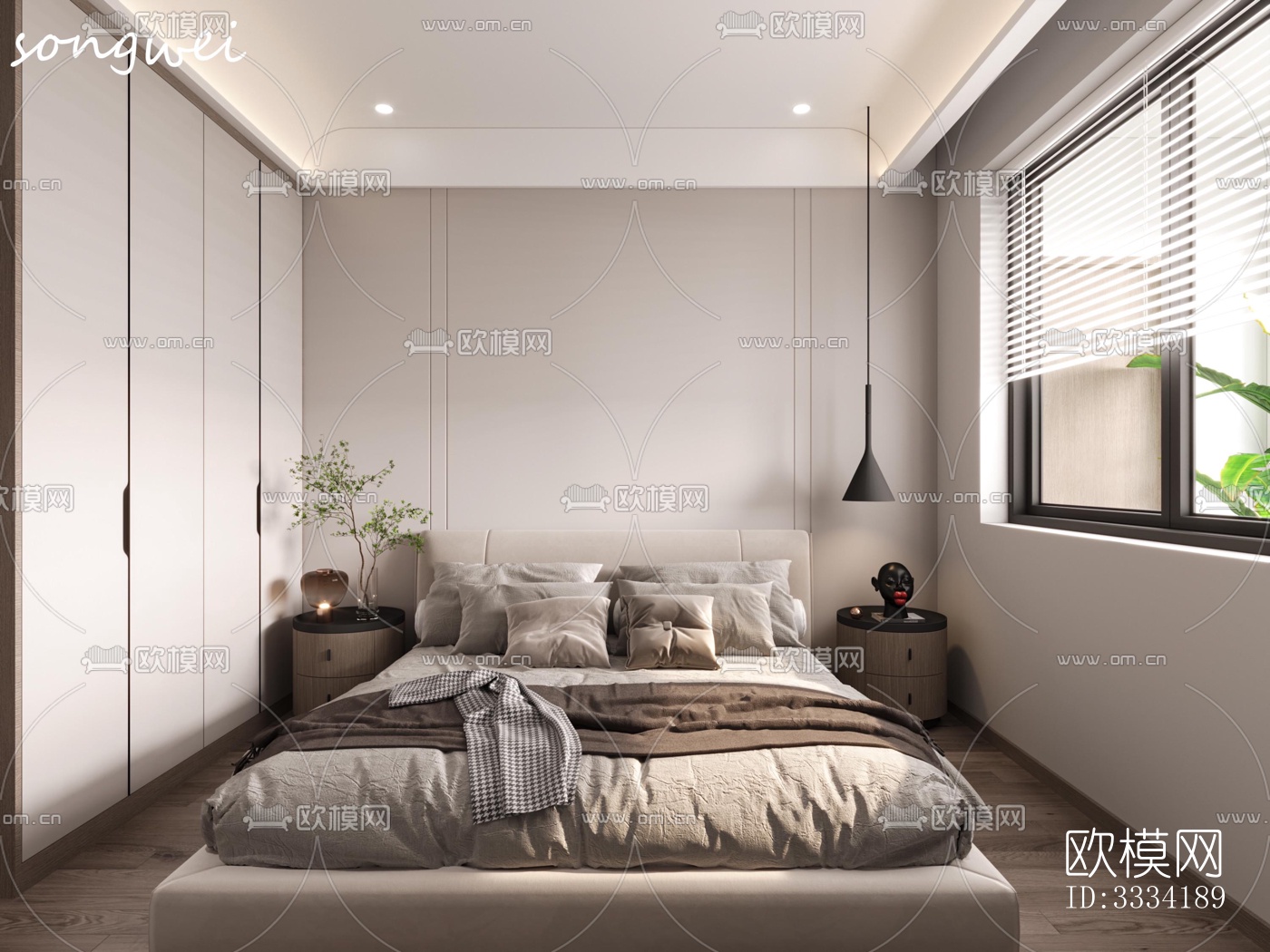 现代卧室效果图下载（渲染图3）