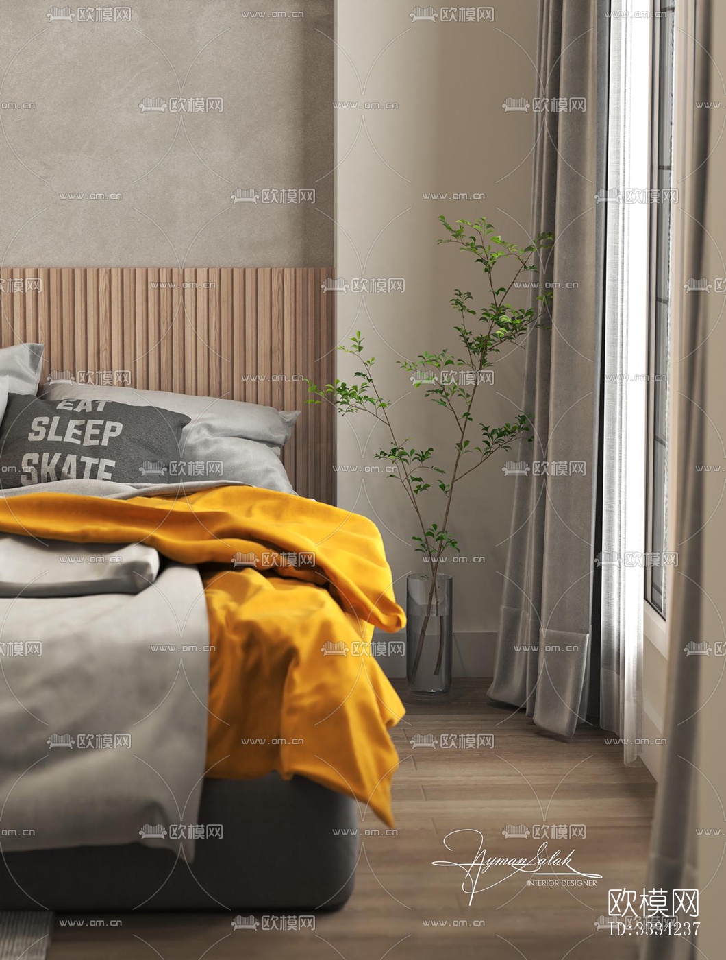 现代卧室效果图下载（渲染图8）