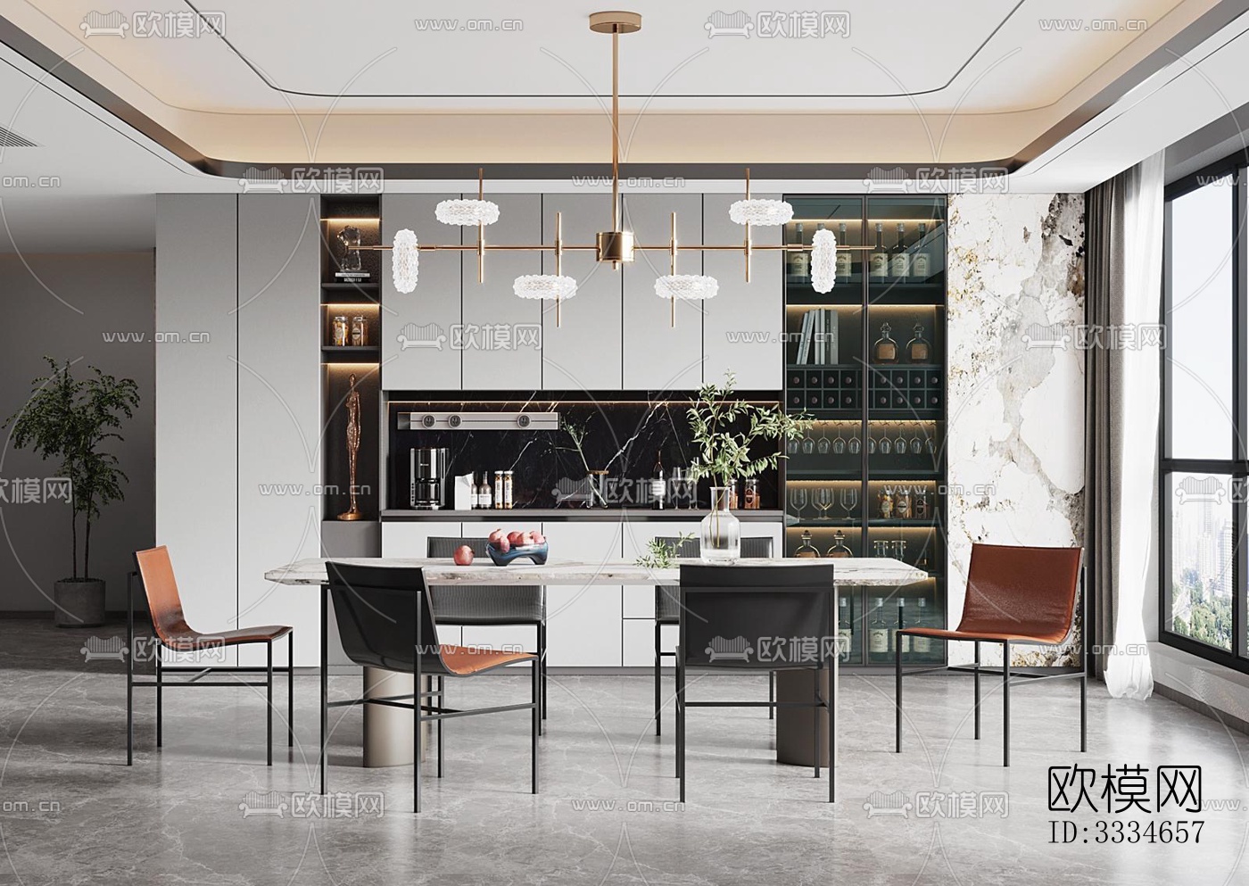 现代餐厅效果图下载（渲染图2）