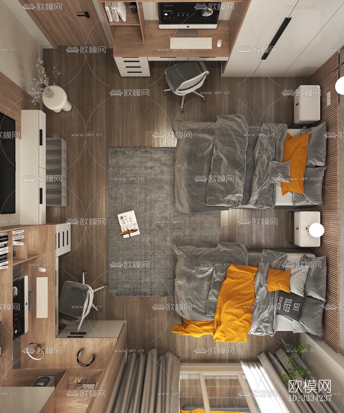 现代卧室效果图下载（渲染图6）