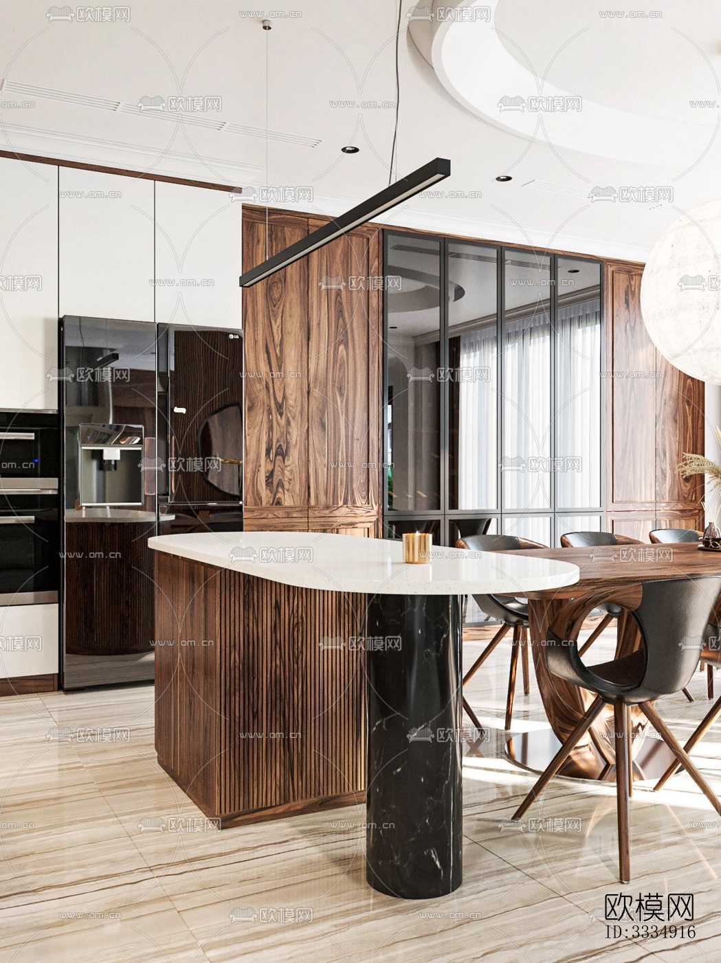 现代餐厅效果图下载（渲染图4）
