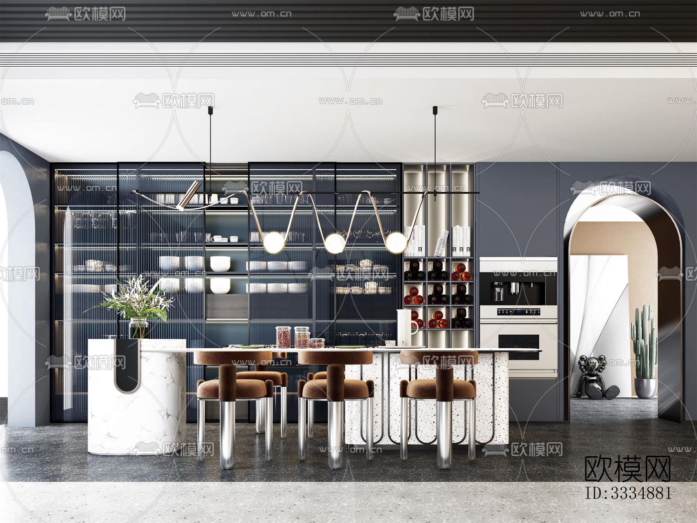 现代餐厅效果图下载（渲染图3）