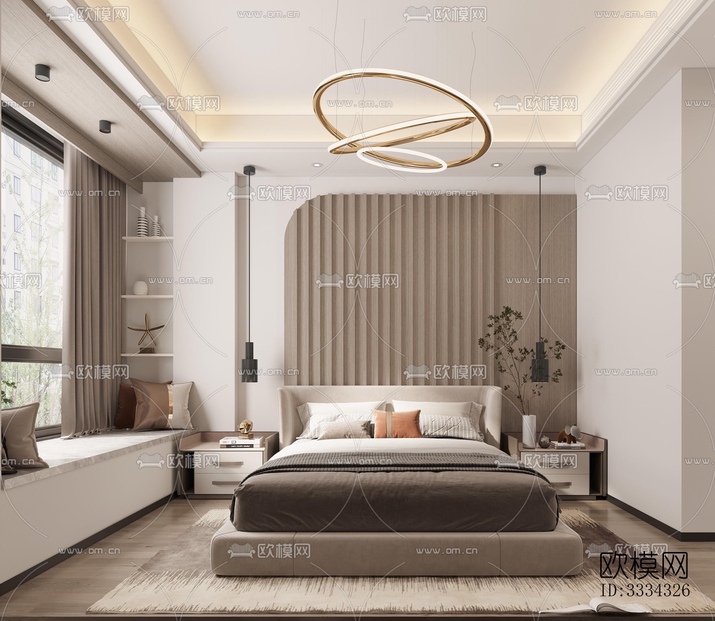 现代卧室效果图下载（渲染图13）