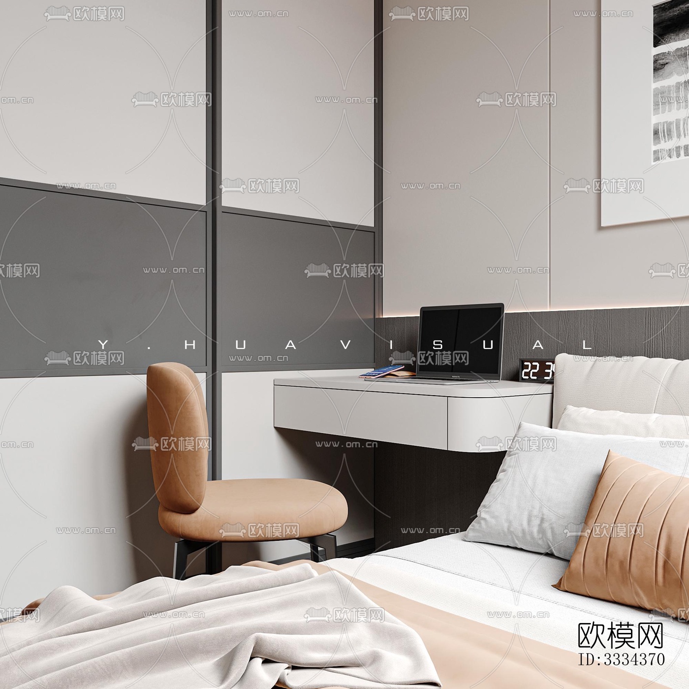 现代卧室效果图下载（渲染图6）