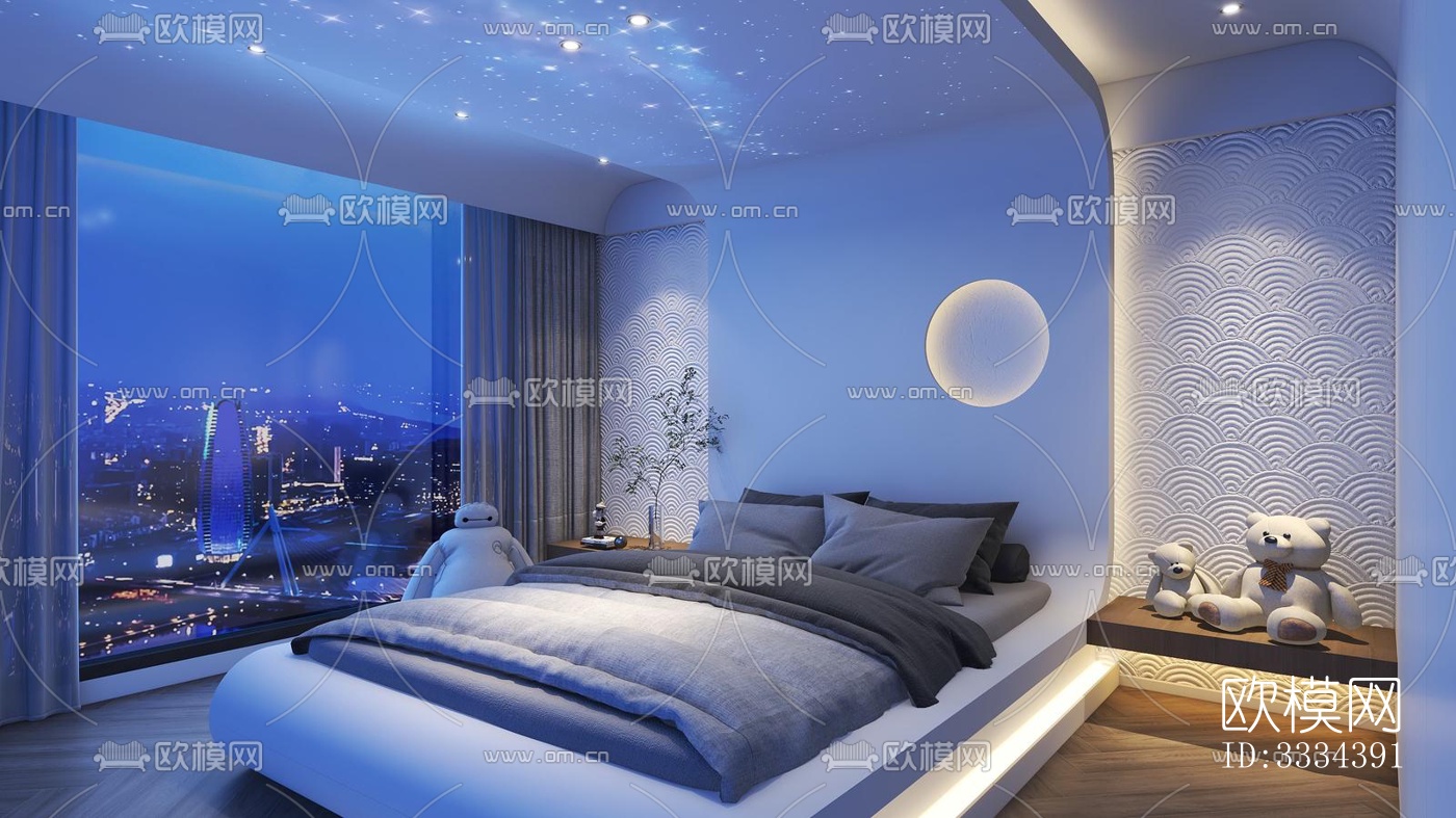 现代卧室效果图下载（渲染图1）