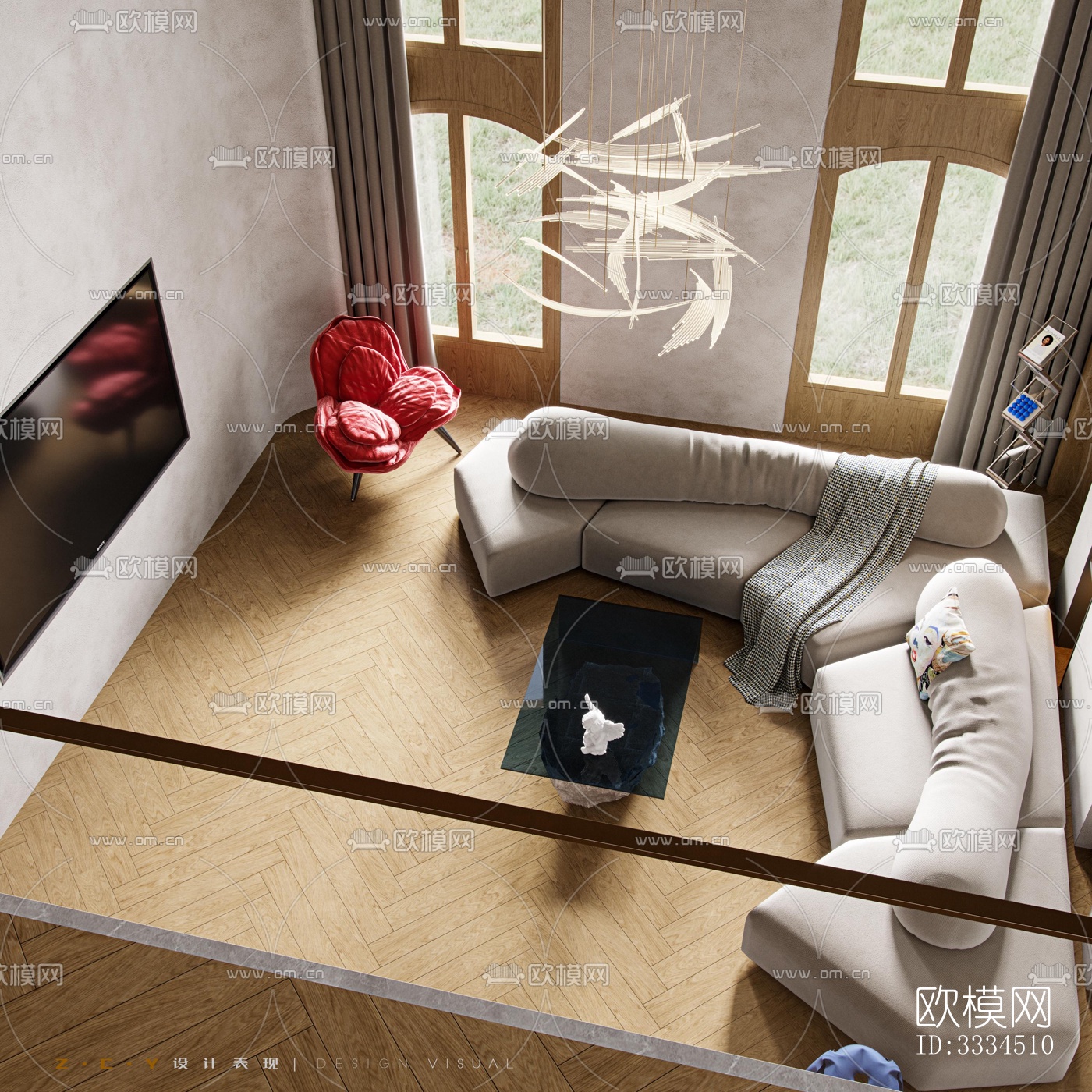 现代客厅效果图下载（渲染图5）