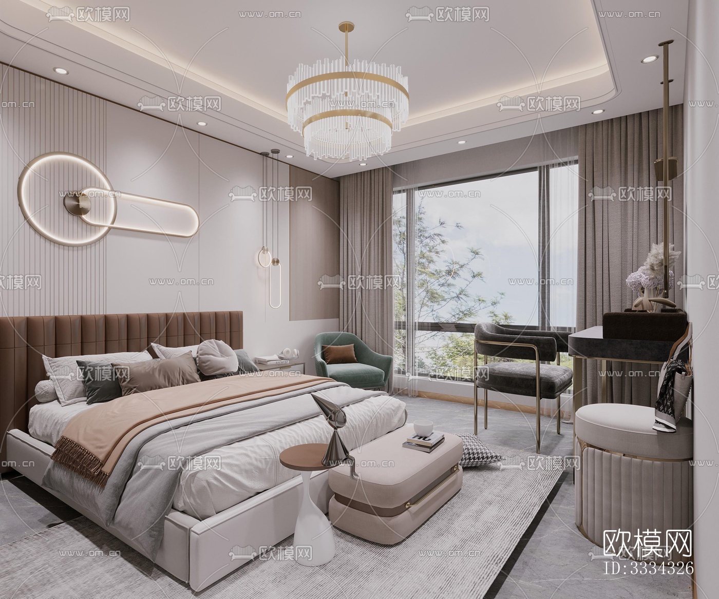 现代卧室效果图下载（渲染图7）