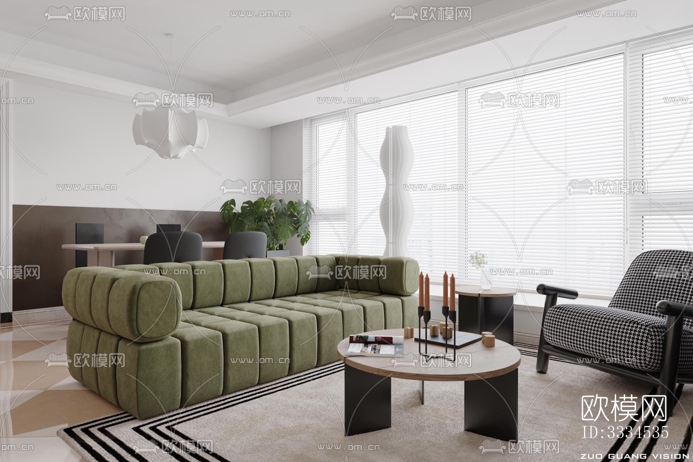 现代客厅效果图下载（渲染图2）