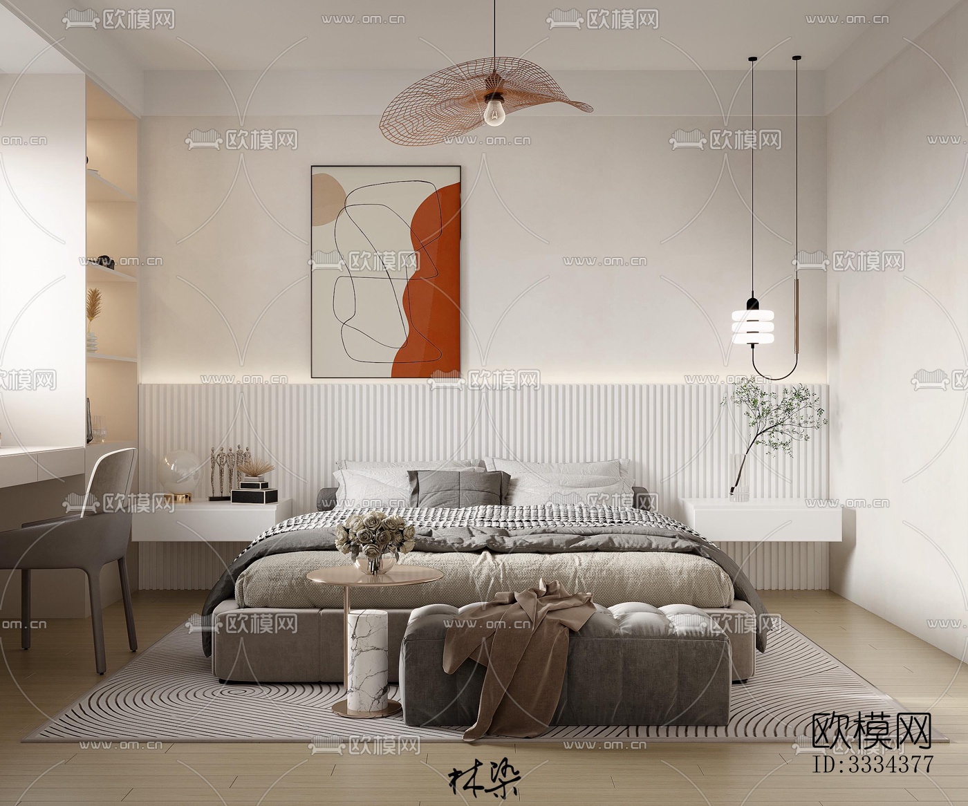 现代卧室效果图下载（渲染图2）