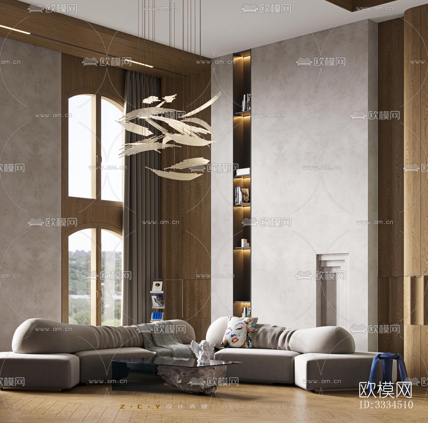 现代客厅效果图下载（渲染图4）