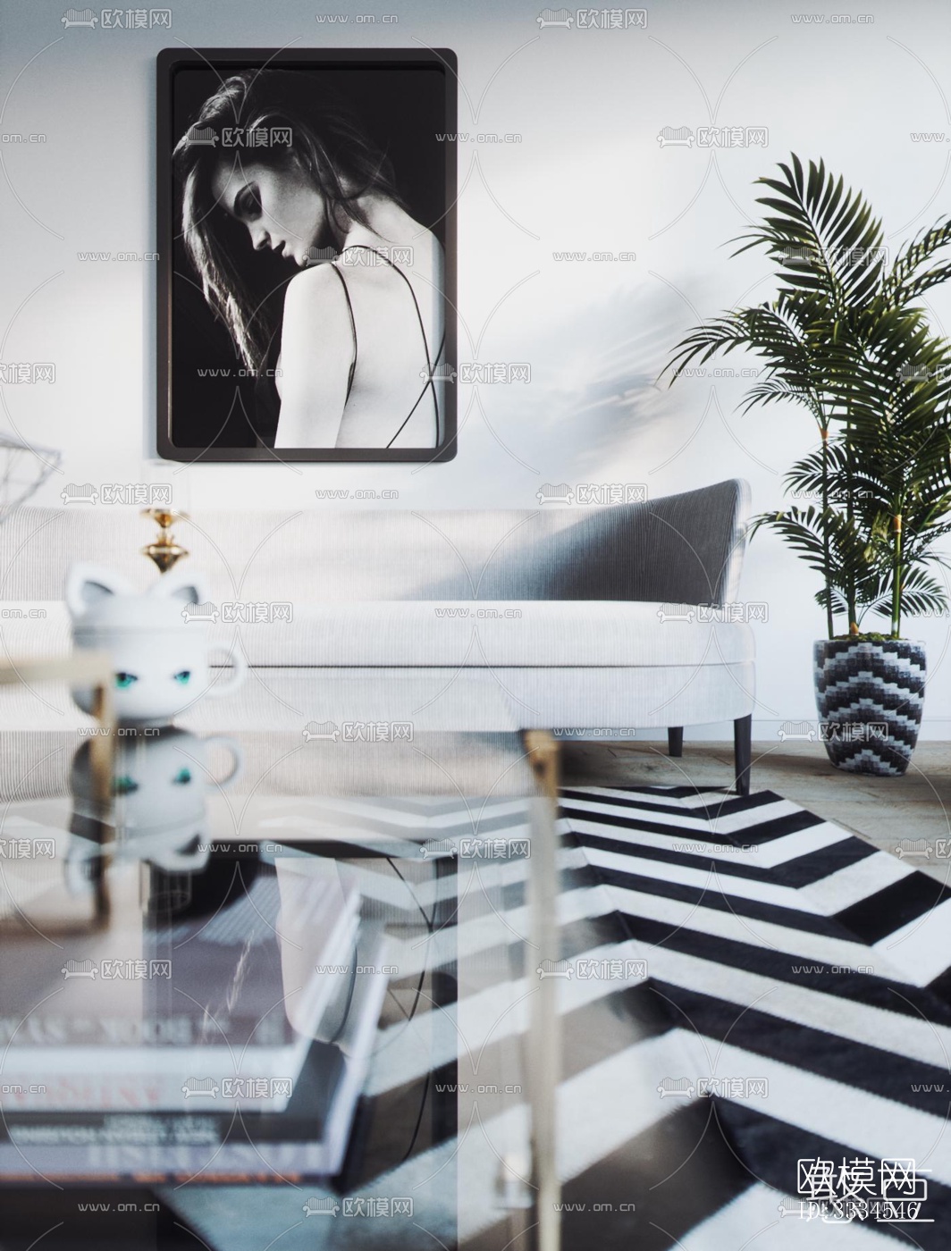 现代客厅效果图下载（渲染图5）