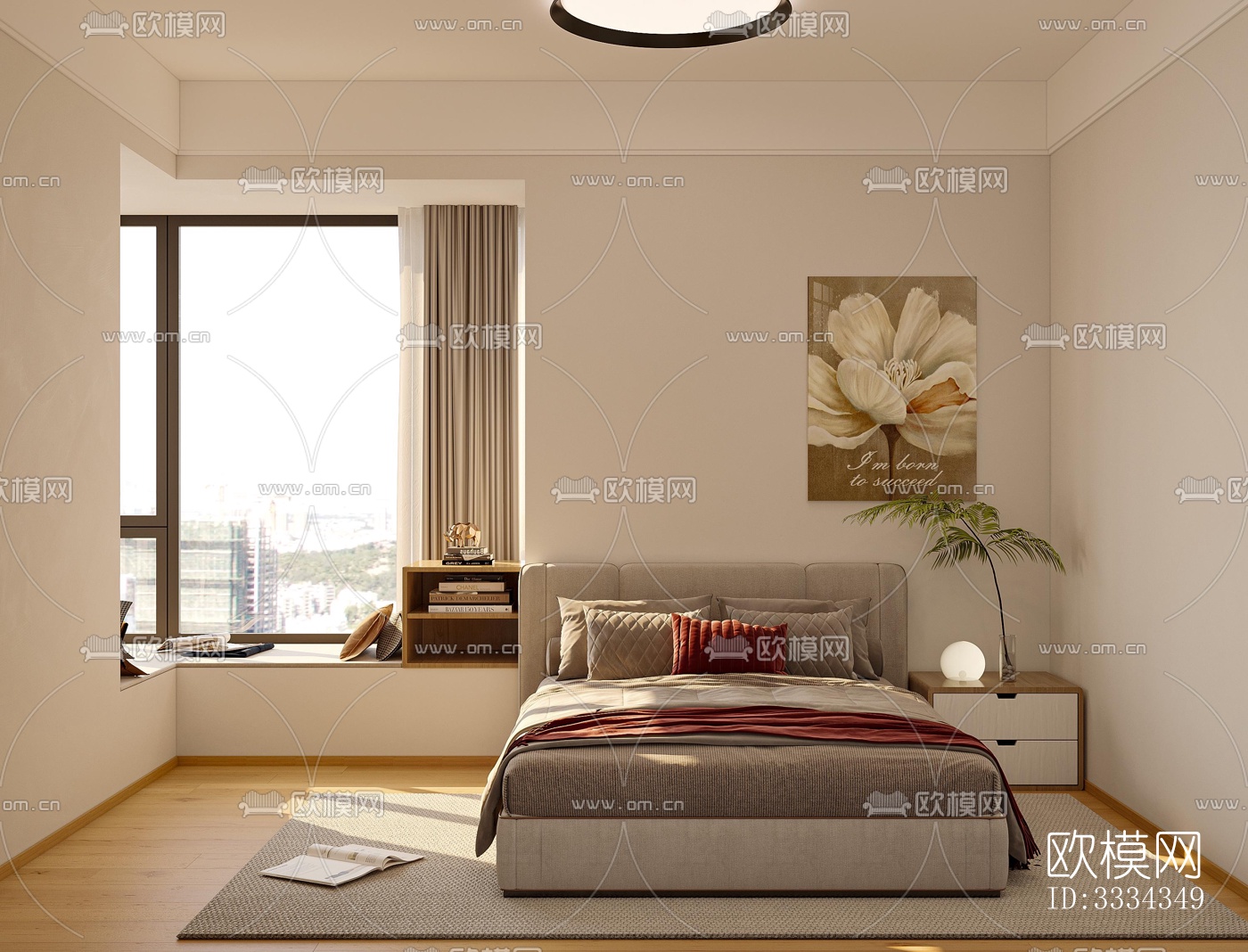 现代卧室效果图下载（渲染图3）