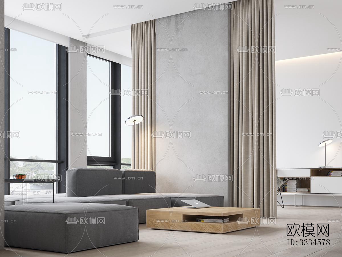 现代客厅效果图下载（渲染图7）