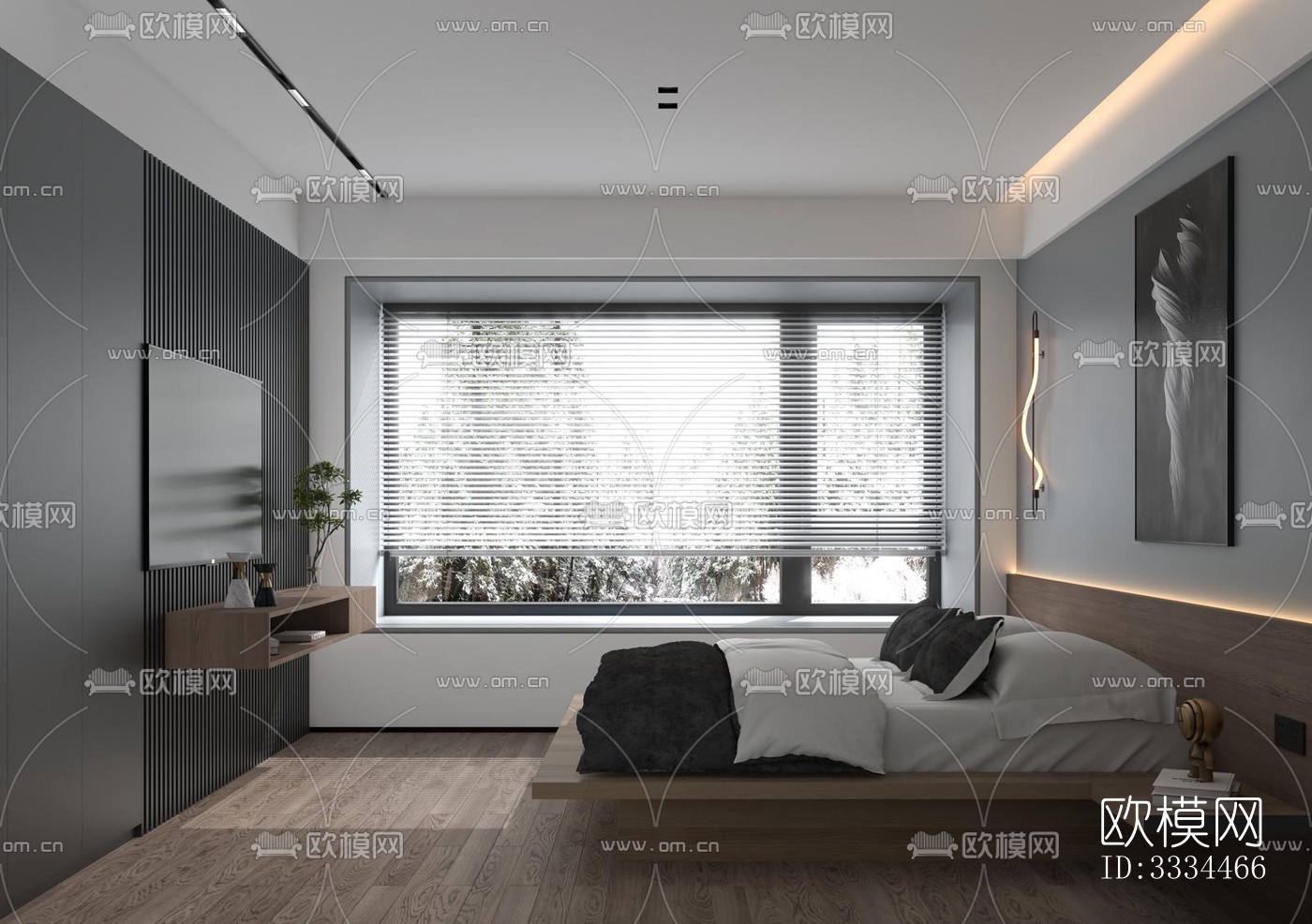 现代卧室效果图下载（渲染图5）