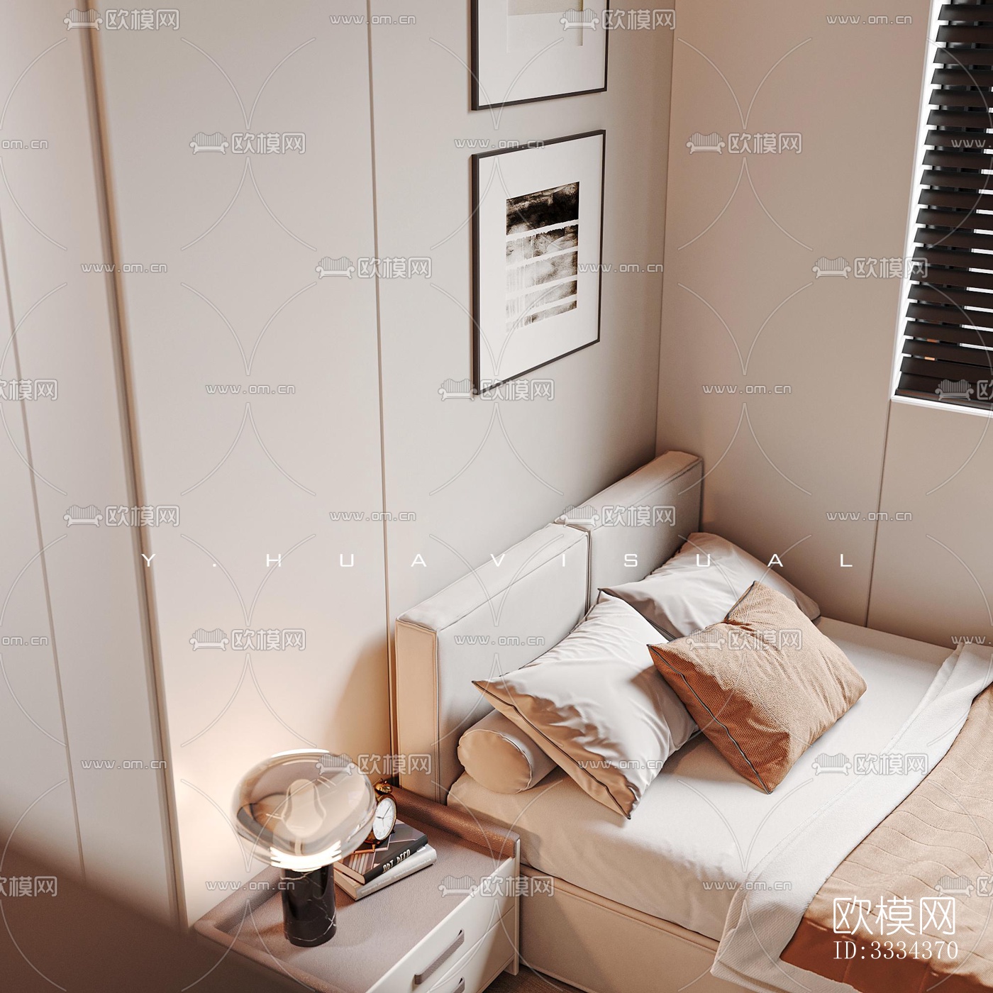 现代卧室效果图下载（渲染图4）