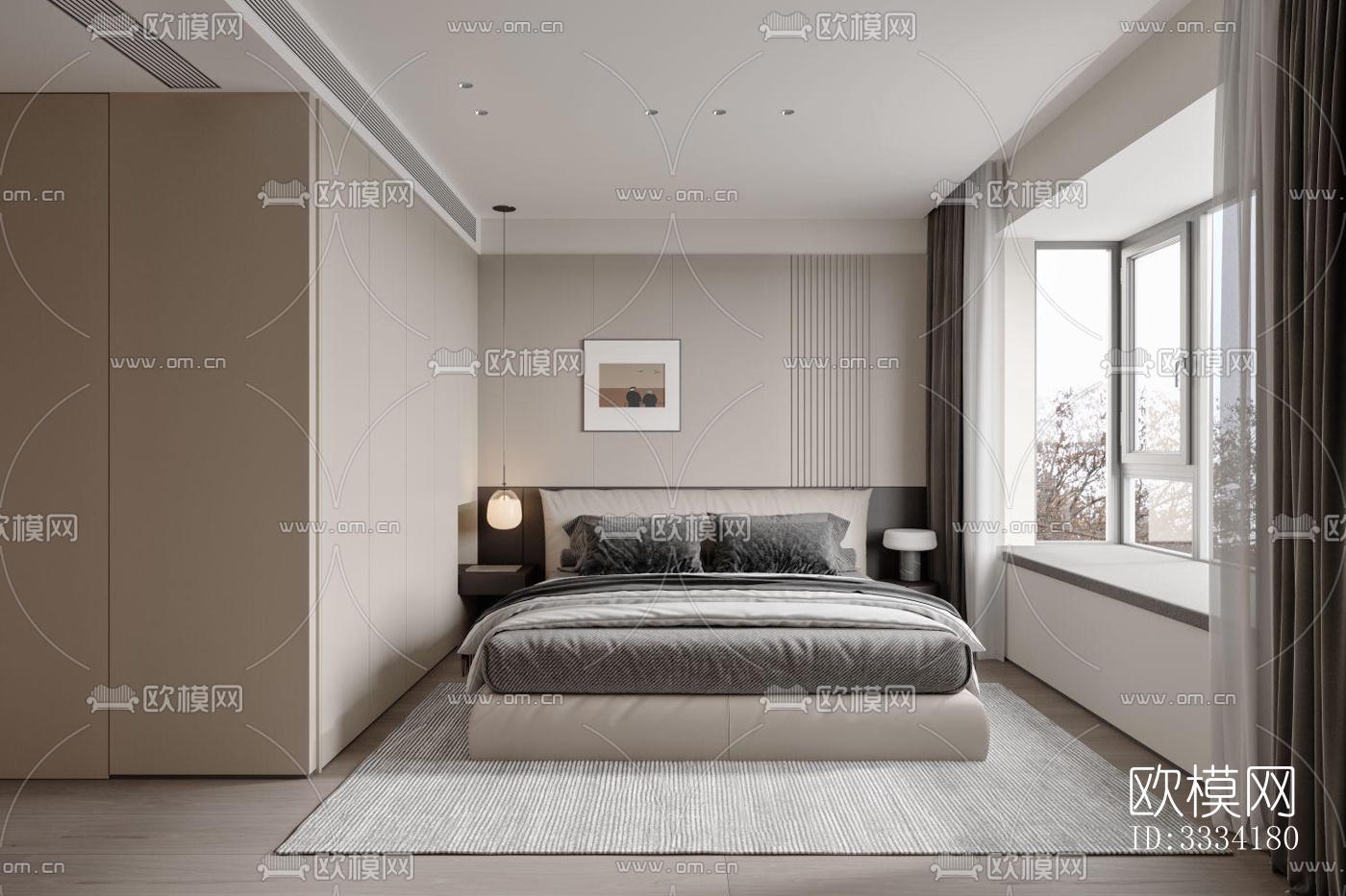 现代卧室效果图下载（渲染图4）