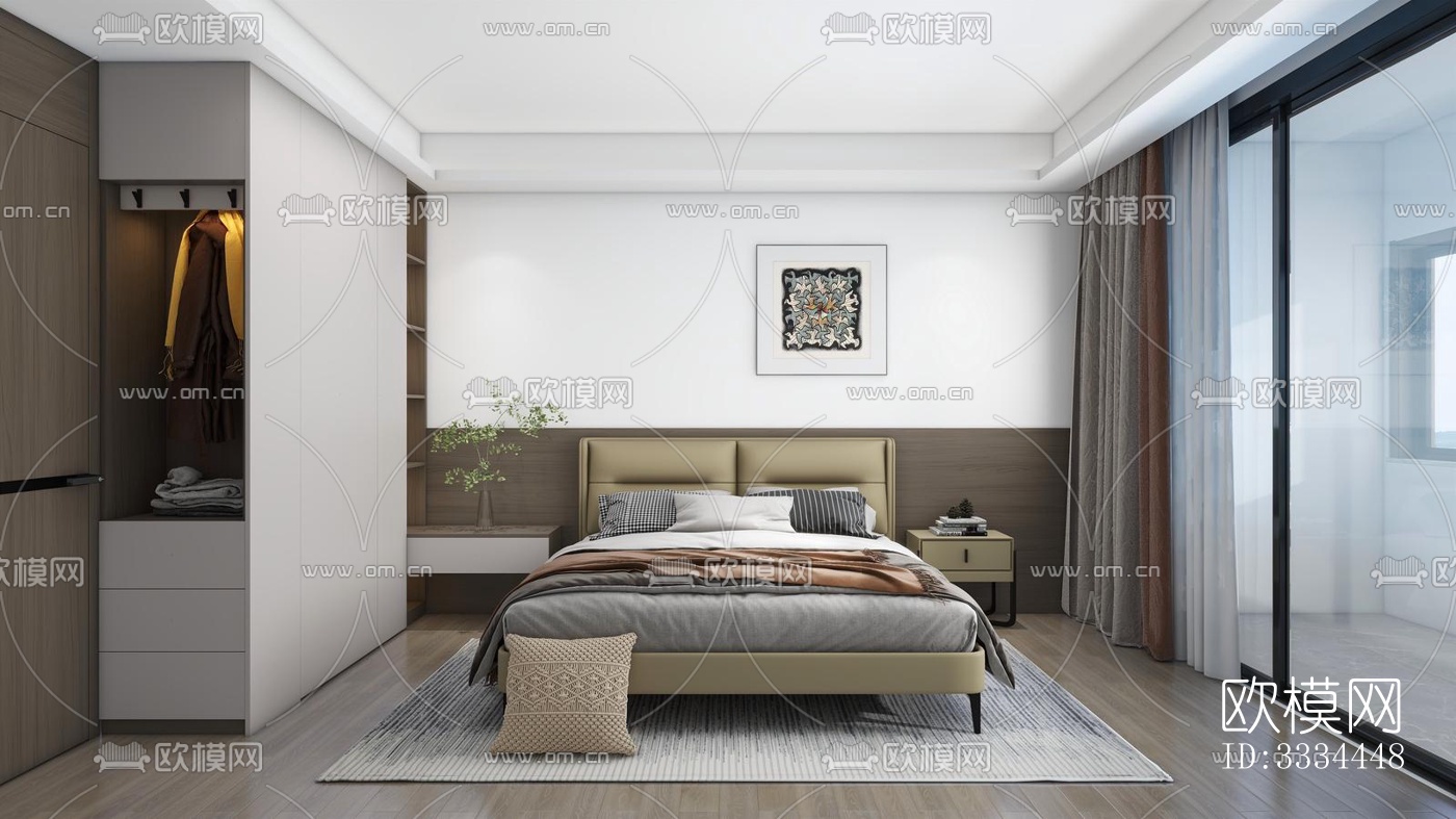 现代卧室效果图下载（渲染图3）