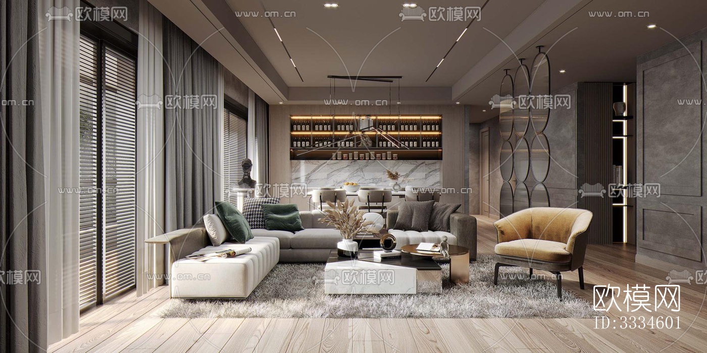 现代客厅效果图下载（渲染图1）