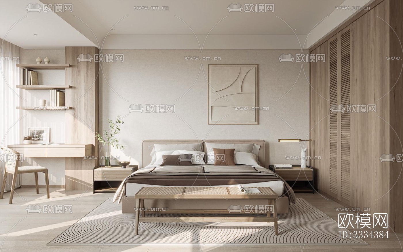 现代卧室效果图下载（渲染图3）