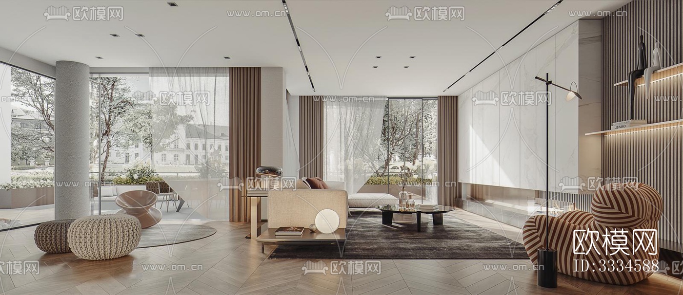 现代客厅效果图下载（渲染图1）