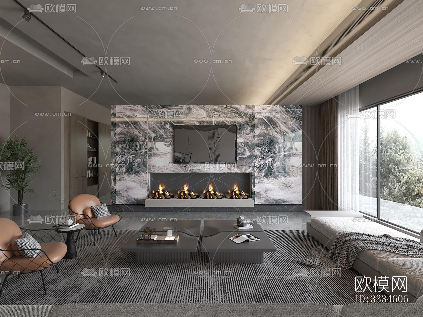 现代客厅效果图下载（渲染图3）