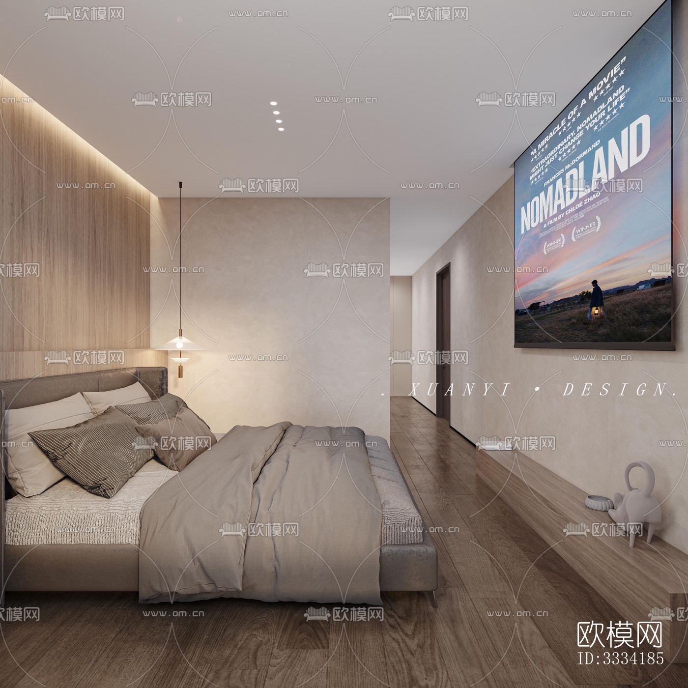 现代卧室效果图下载（渲染图1）