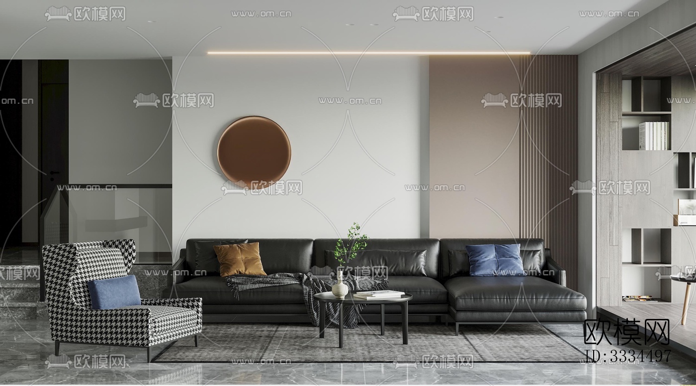 现代客厅效果图下载（渲染图2）