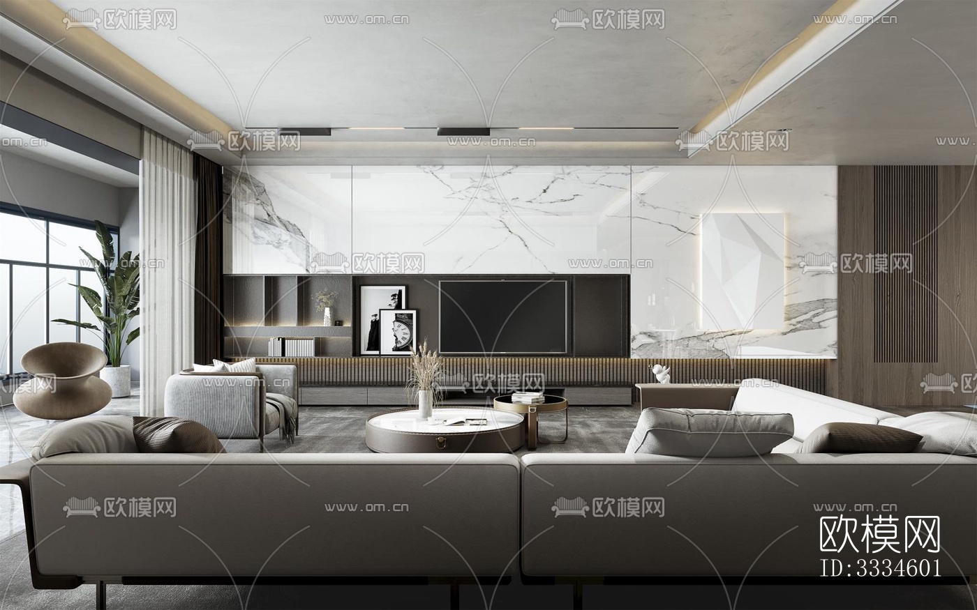 现代客厅效果图下载（渲染图7）