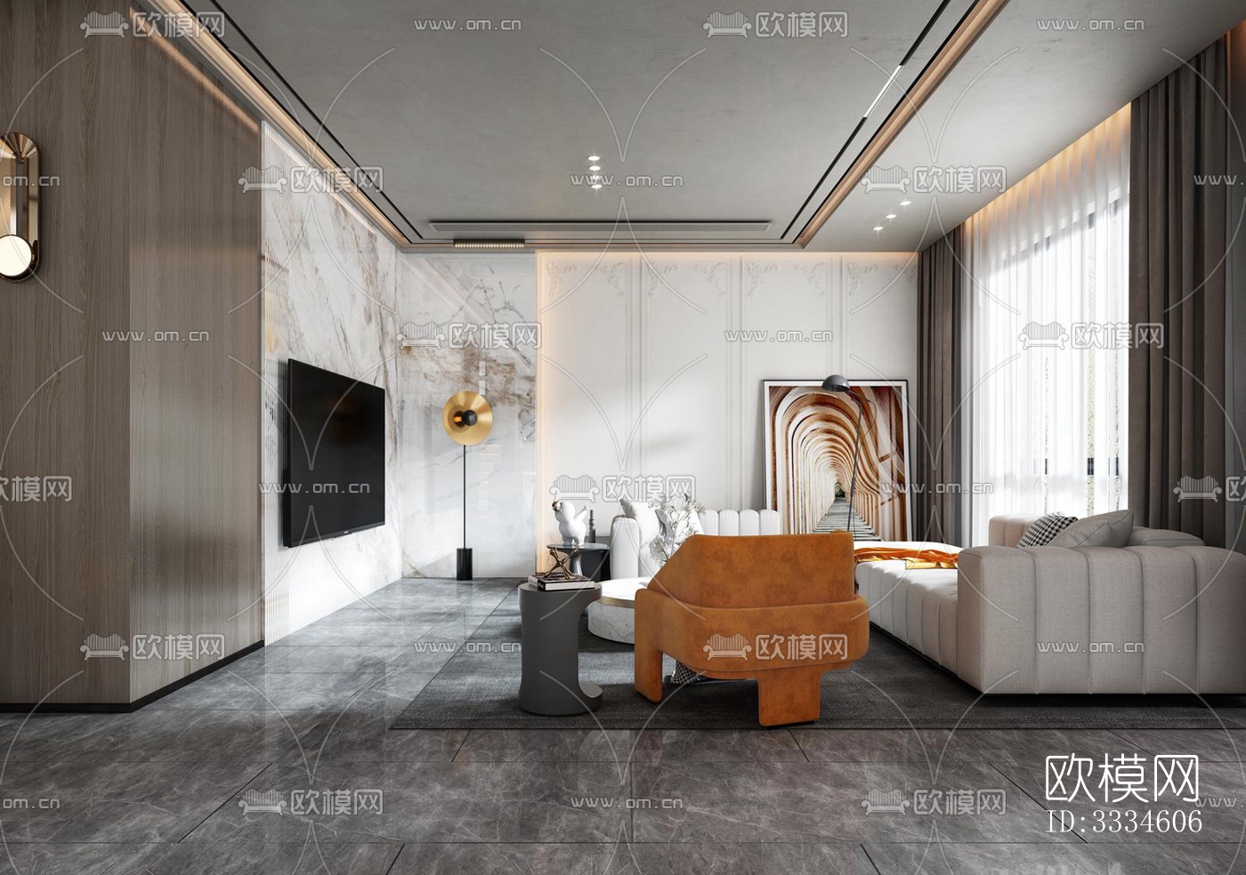 现代客厅效果图下载（渲染图9）