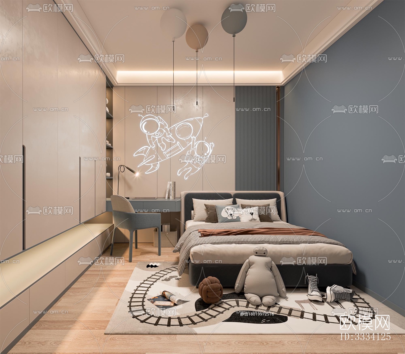 现代卧室效果图下载（渲染图5）