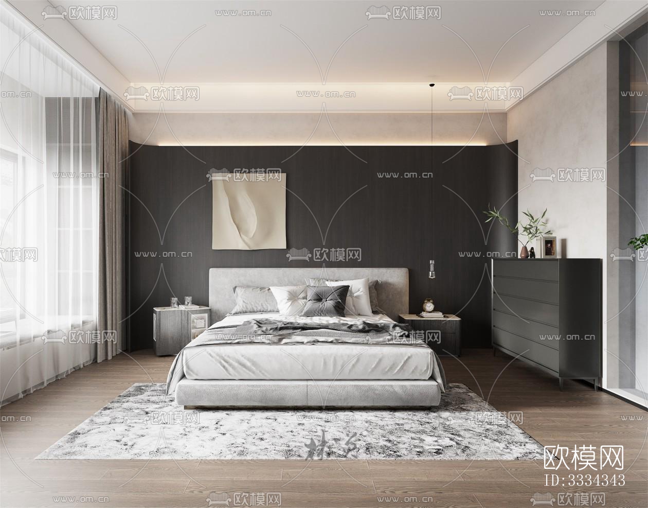现代卧室效果图下载（渲染图2）