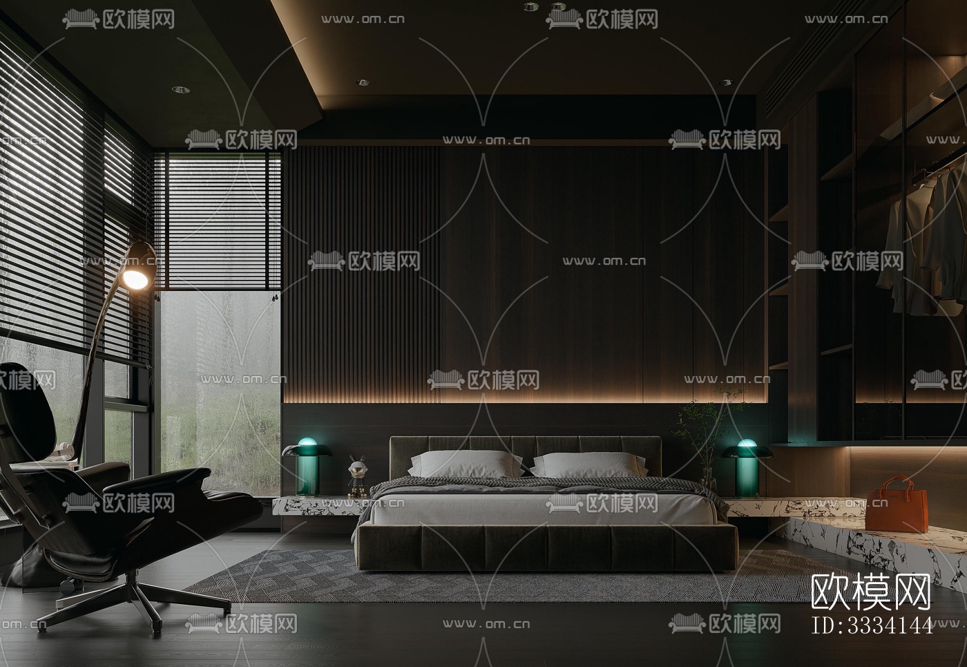 现代卧室效果图下载（渲染图2）