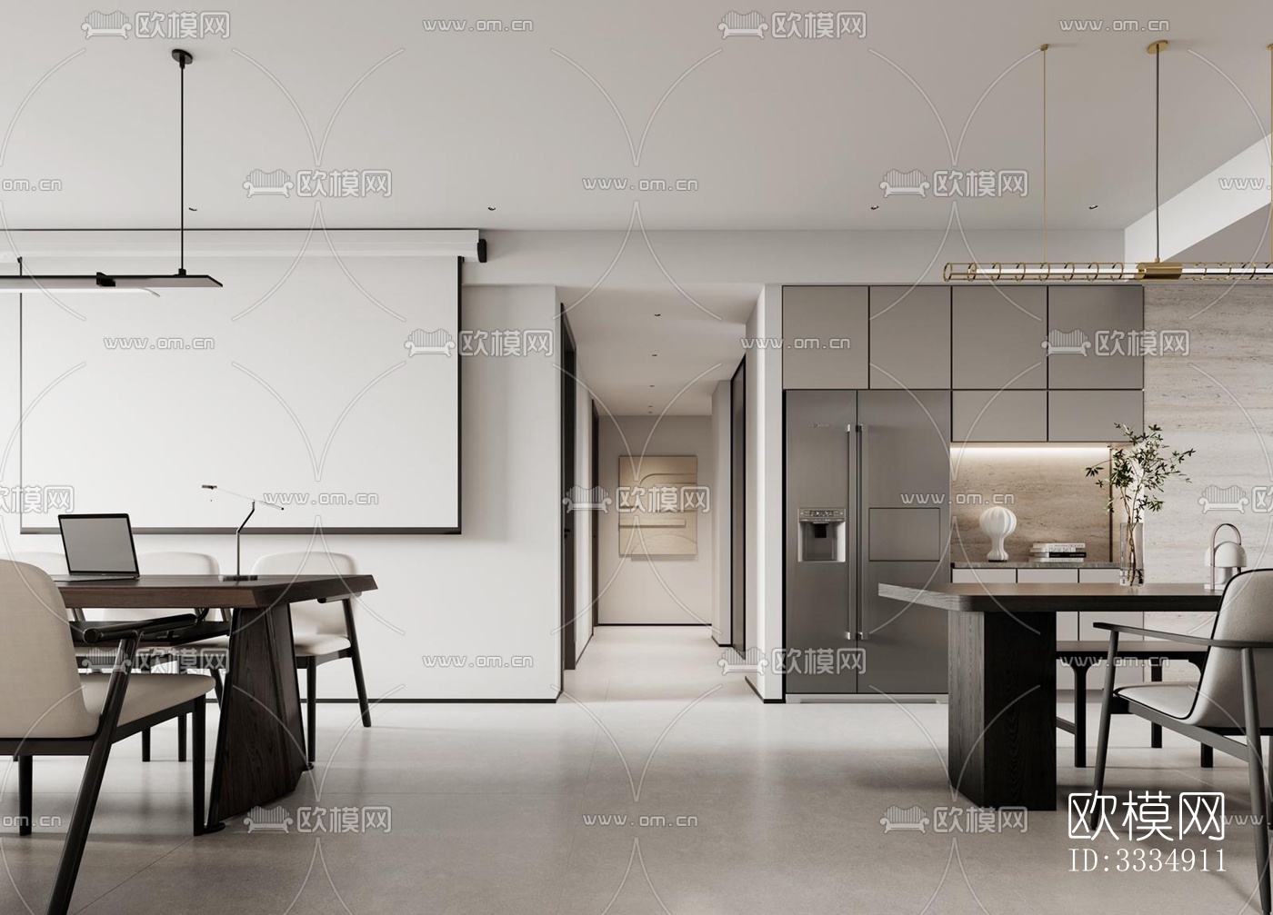 现代餐厅效果图下载（渲染图1）