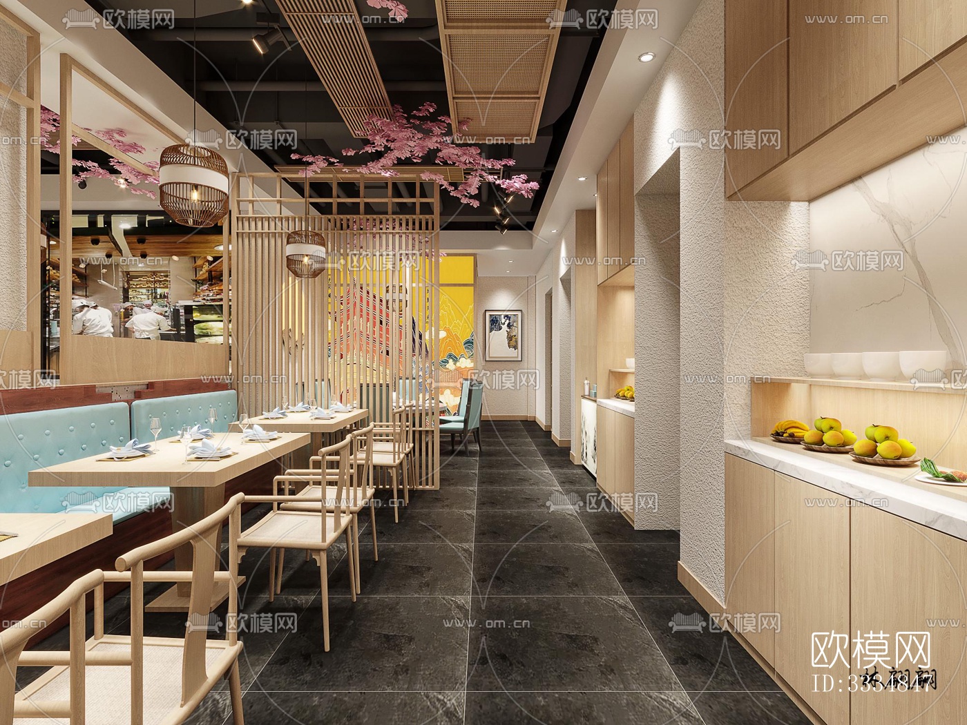 现代餐厅效果图下载（渲染图6）