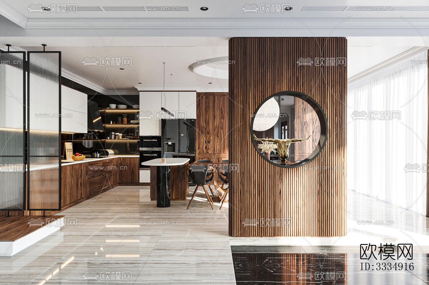现代餐厅效果图下载（渲染图3）