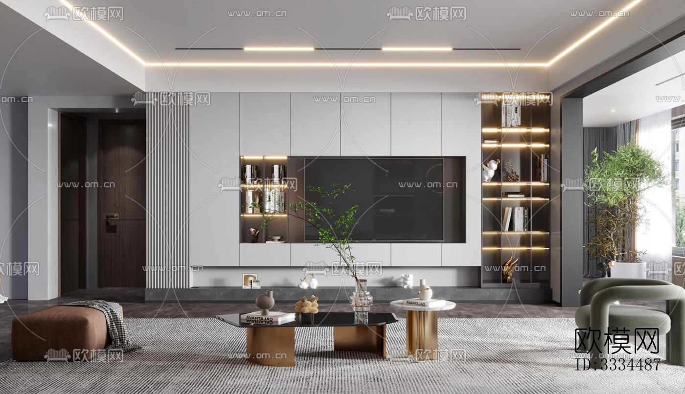 现代客厅效果图下载（渲染图12）